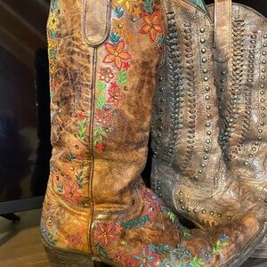 Old Gringo Brown Floral Embroidered cowboy Boots please read description